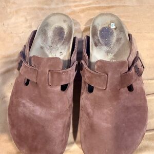 Birkenstock Brown Suede Boston Clogs